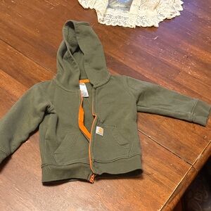 Kids Green Hoodie with Orange Accents